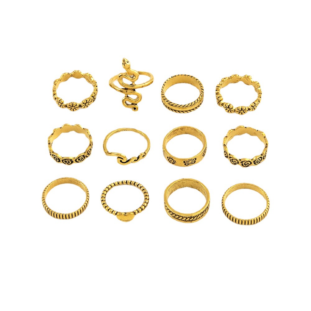 Cincin Sendi Gelombang Bunga Kupu-Kupu Bintang Ular Yang Dipersonalisasi Mode Eropa Dan Amerika Cincin Vintage Baru