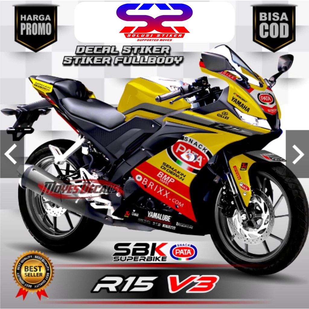 Stiker Decal R15 V3 Variasi Full Body Decal R15 V3  MotifKuning Racing