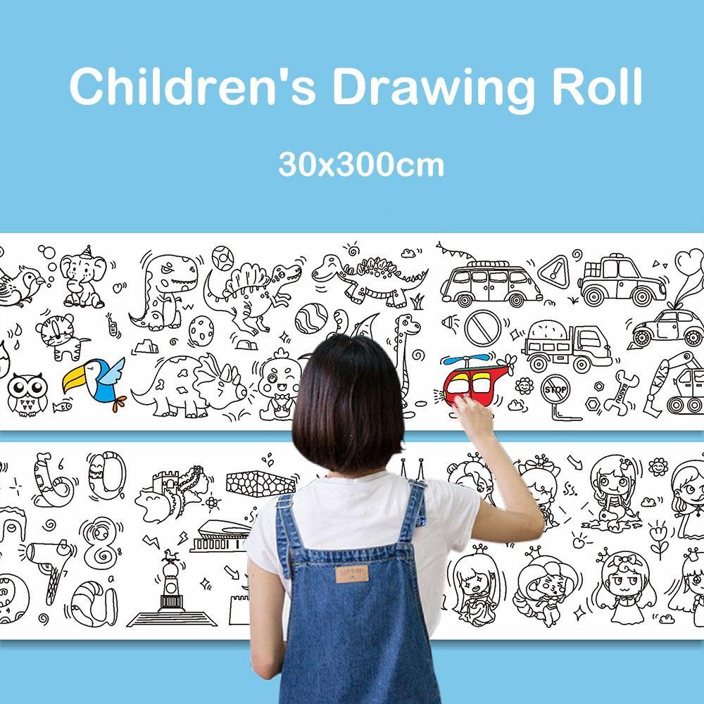 Lanfy Anak-Anak Menggambar Roll Adhensive Children Gouache Art Mainan Mewarnai Graffiti Scrolls Little Artist Color Filling Paper