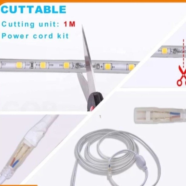 LAMPU LED STRIP SELANG SMD 5050 100 M 220 V OUTDOOR DEKORASI Dijual Permeter Blum Termasuk Socket
