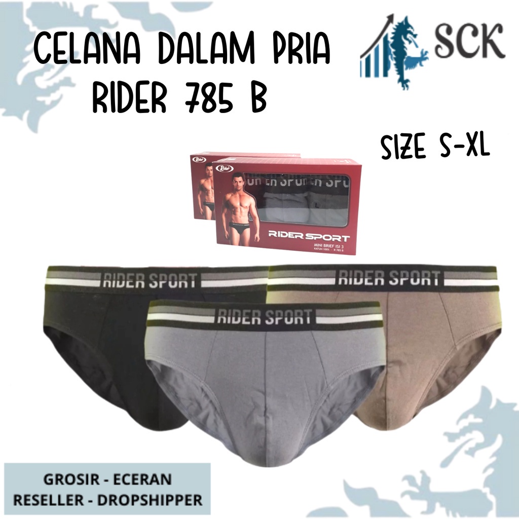 [ISI 3] CD Pria RIDER 785 karet Boxer / Celana Dalam Laki-laki / Pakaian Dalam Jumbo R785B - sckmenwear GROSIR