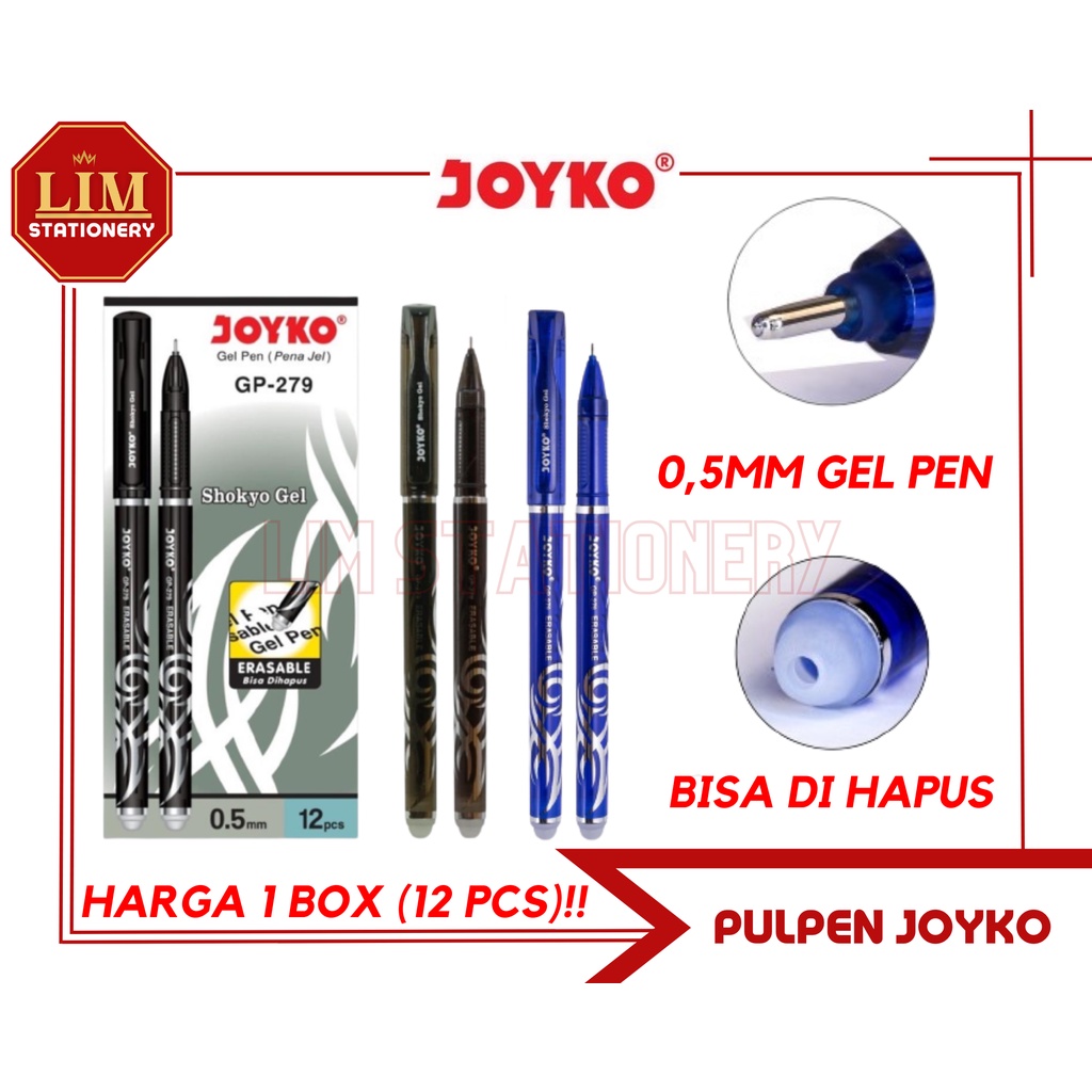 

JOYKO Pulpen / Gel Pen Eraseable(12 PCS) GP279