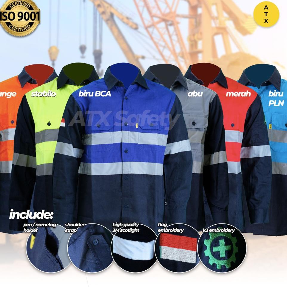 ➩ Wearpack Safety Baju Kerja Lengan Panjang Kombinasi Merk ATX ➼