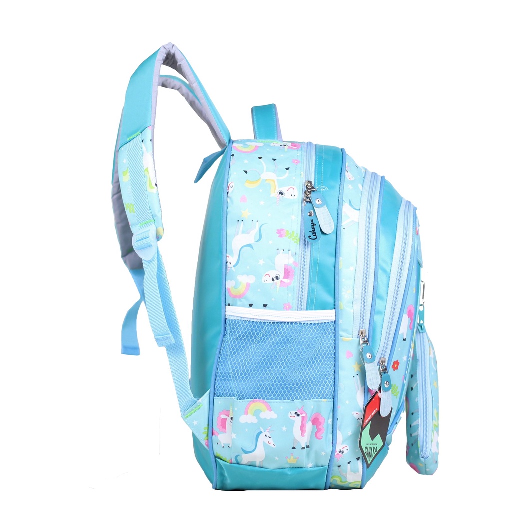 Tas Anak Perempuan Cahaya Unicorn Pony Muat Buku Tema LKS Bonus Tempat Pensil Lucu Backpack Anak SD SMP Bahan Impor Motif Printing Tidak Luntur Premium Kapasitas Besar Tas Anak Cahaya