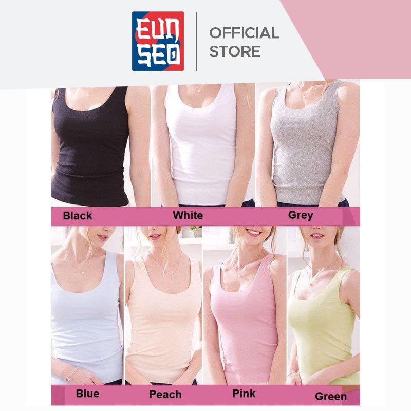 EUNSEO Kaos Dalam Wanita Tanktop Wanita Ice Silk Cool Fashion Korea Tanktop Wanita Tali Lebar