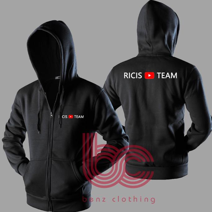 Jaket Hoodie Sweater youtube Ricis Team Outerwear Pria Wanita Zipper Resleting Depan Polos Sablon Po