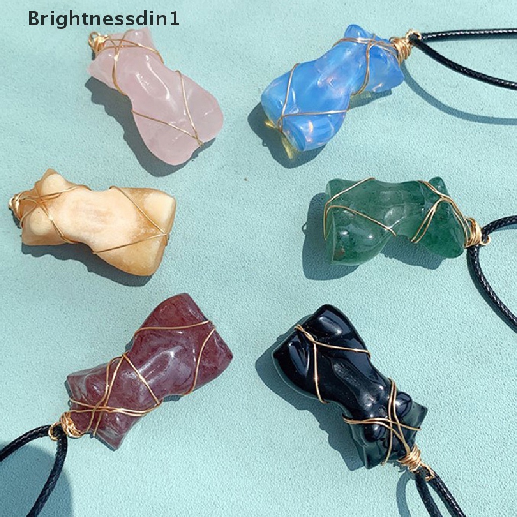 [Brightnessdin1] 1pc Liontin Kristal Alami Wanita Model Tubuh Kalung Seksi Permata Perhiasan Sweater Rantai Energi Mawar Hadiah Butik