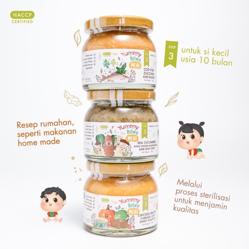 YUMMY BITES MEAL STEP 1 STEP 2 STEP 3 145gr JAR BOTOL KACA