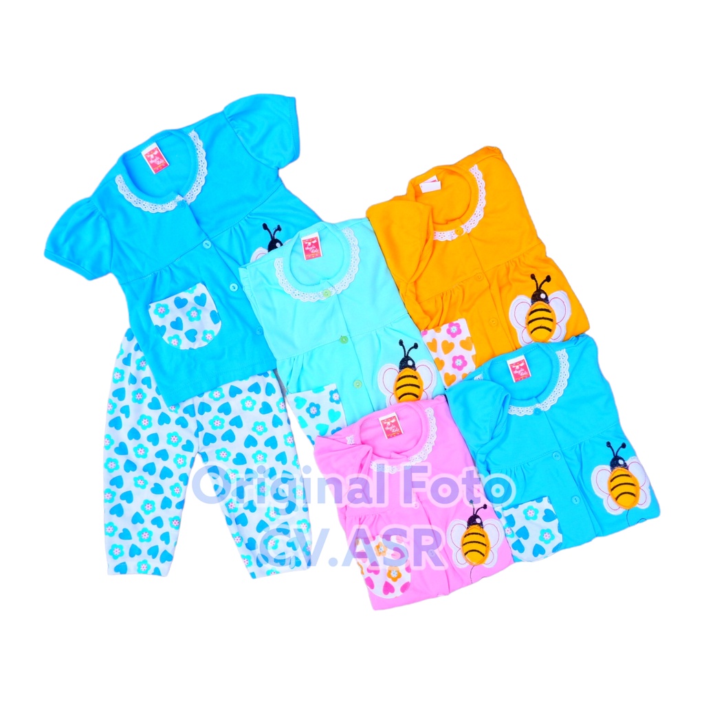 (AK001)SET STELAN PIYAMA BAYI PEREMPUAN 3-18 BULAN VARIANT MOTIF