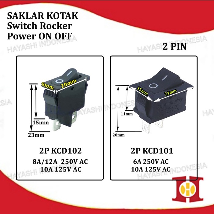 Saklar Power Switch Tombol ON OFF Mini Roker Rocker Besar 2 3 4 Pin - 5pcs