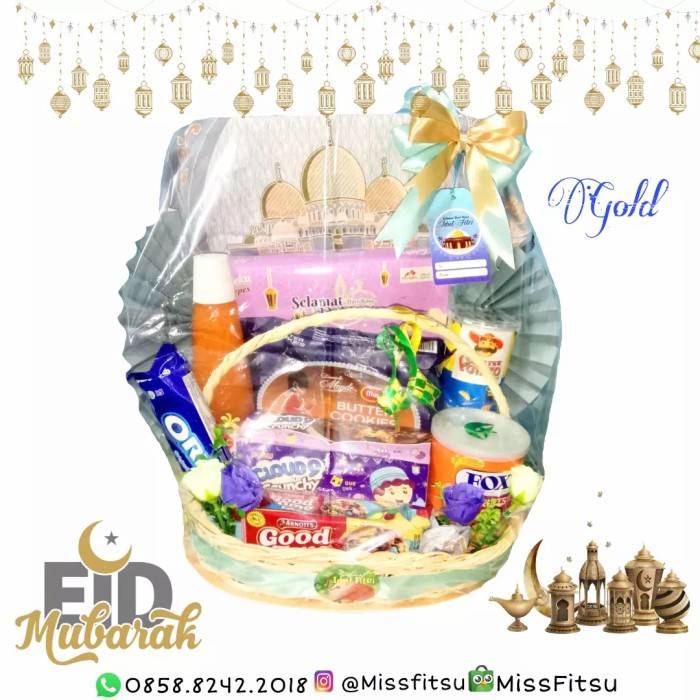 

READY Parcel lebaran idul fitri cookies snack sirup dan sajadah - GOLD