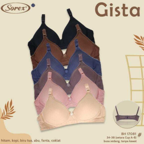 BH SOREX 17081 Tanpa Kawat Busa Tipis Motif Bunga / Pakaian Dalam Wanita - sckmenwear GROSIR