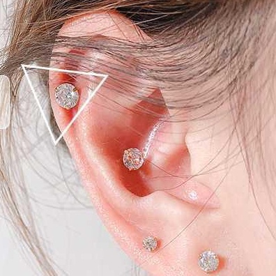 Anting Stud Berlian Zircon Bahan Titanium Steel Warna Rose Gold / Silver / Hitam / Emas