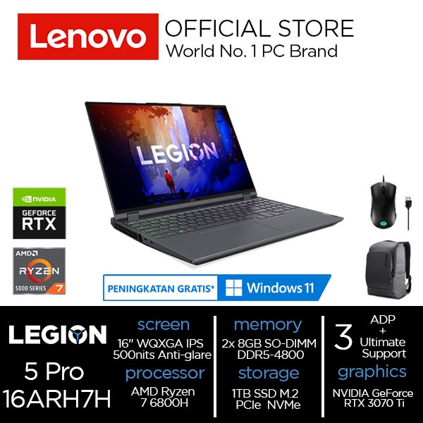 Lenovo Legion 5 Pro 16ARH7H 14ID Ryzen 7 6800H 16GB 1TB W11 + OHS 2021