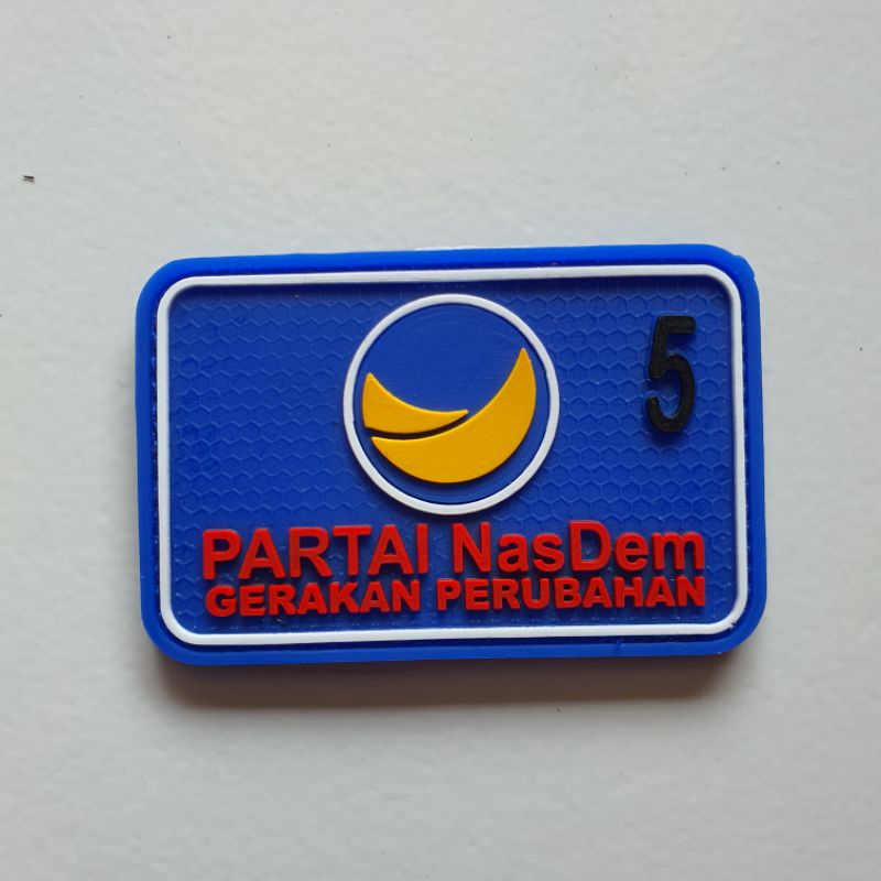 patch rubber logo partai nasdem / gerakan perubahan / pemilihan umum / pemilu / tempelan emblem karet velcro