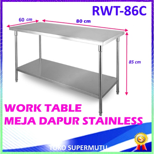 Meja Kerja Stainless RWT-86C ( 80x60xH85cm )