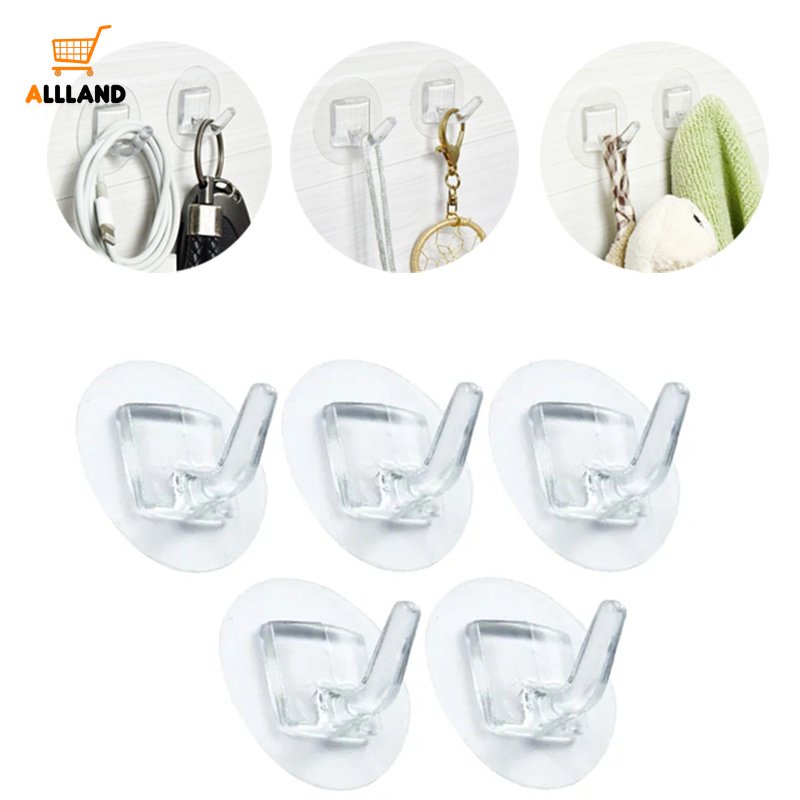 5 / 10 / 20Pcs Wall Self Adhesive Round Transparent Traceless Hook / Quality Plastic Waterproof Towel Hanging Rack / Home Portable Mini Storage Hooks