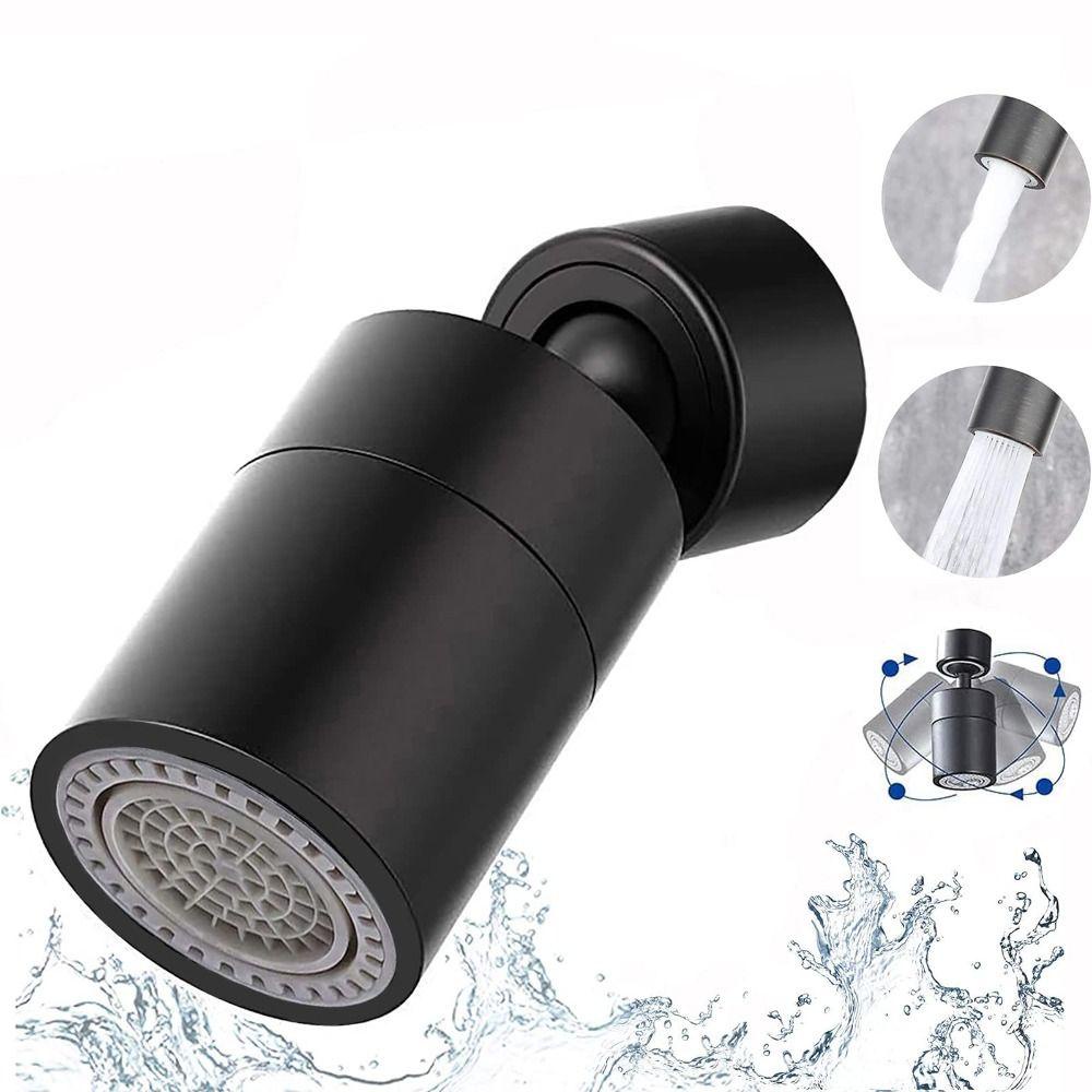 Lanfy Faucet Extender Universal Hitam Multifungsi Anti Ciprat Hemat Air Berputar Mode Ganda Aerator Bertekanan