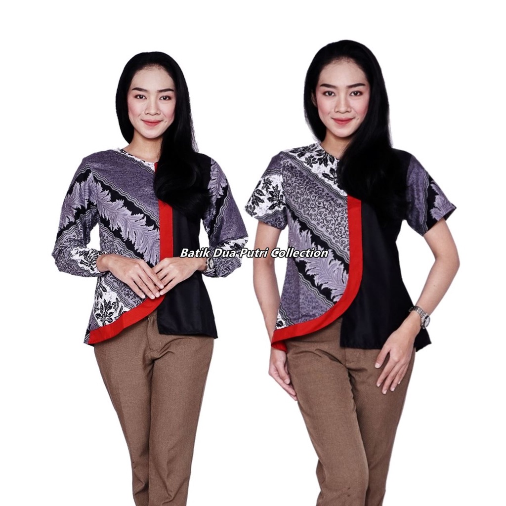 Batik Wanita Atasan Blouse Modern Trendy Bahan Katun Tidak Streetch