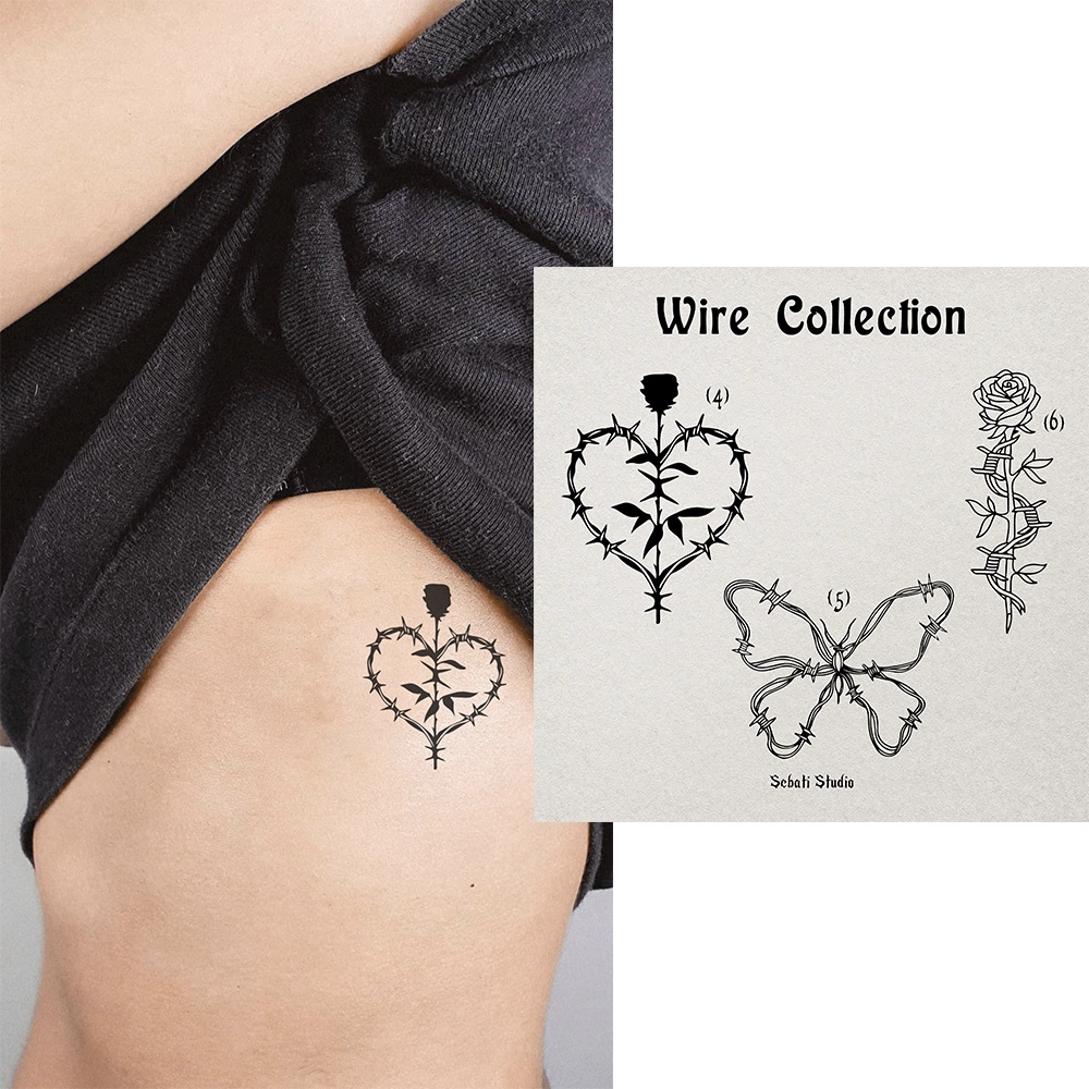 Tattoo Temporary Wire Theme Aesthetic PART 2| Tato Temporer Tema kawat besi Waterproof TAHAN AIR Seb