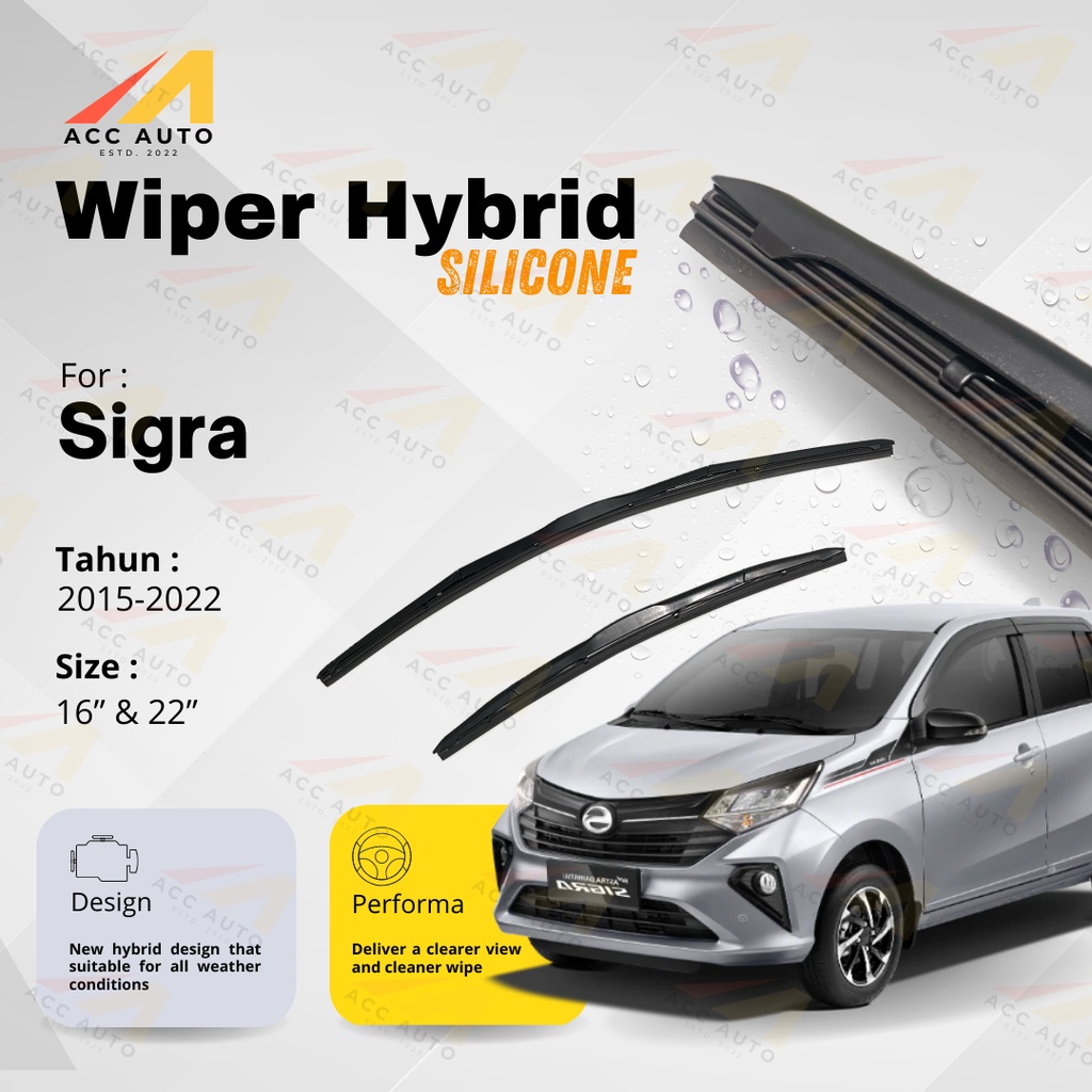 Wiper Frameless Mobil Daihatsu Sigra Karet Kaca Silicon Hybrid / Kipas Kaca