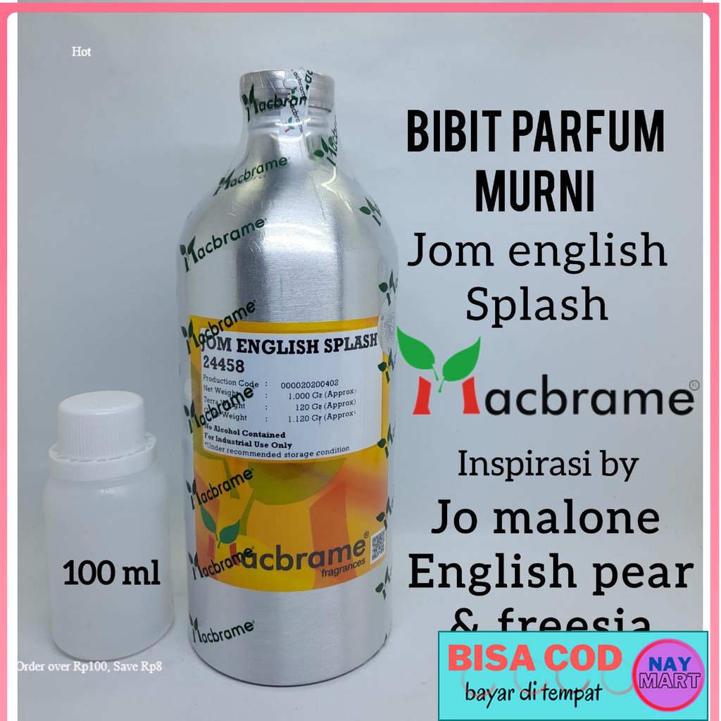 PARFUME JOM ENGLISH SPLASH BIBIT PARFUM MURNI 100 ML. BY MACBRAME ( JO MALONE ENGLISH PEAR & FREESIA