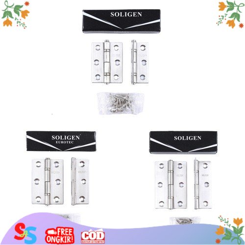 Engsel Tipis Plat SOLIGEN Engsel Pintu Lemari Jendela 2 inch 2,5 inch SAS Engsel Plat Tipis Soligen 