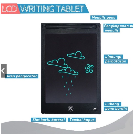 LCD Drawing Writing Tablet 8.5 Inch Mainan Papan Tulis Hapus Board Digital Pad Edukasi Pen Gambar VINSTAR