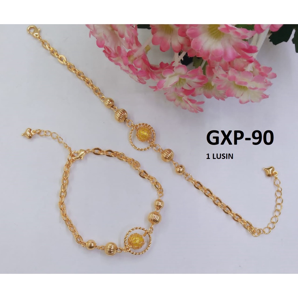 [1 LUSIN ISI 12] GELANG XP RANTAI EMAS ROSEGOLD BULAT LINGKAR TERMURAH / DUNIA GELANG TERBARU