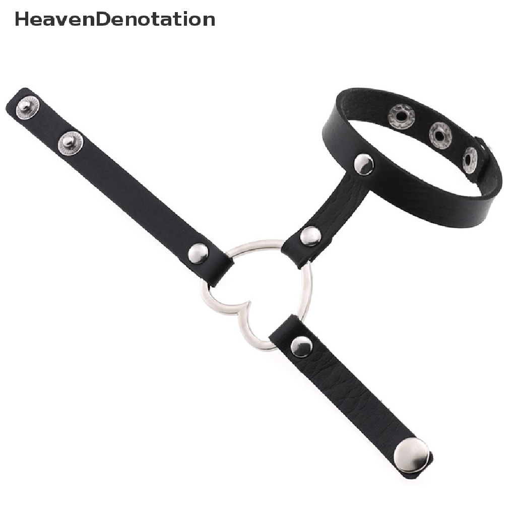 [HeavenDenotation] Punk Gelang Kulit Hitam Untuk Pria Wanita Gelang Jantung Gothic Bracelet HDV