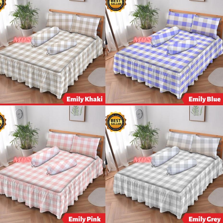 Baru Ekonomis SPREI RUMBAI 180x200 DAN 160X200 KING QUEEN SIZE MOTIF KOTAK KOTAK KOREA EMILY ABSTRAK