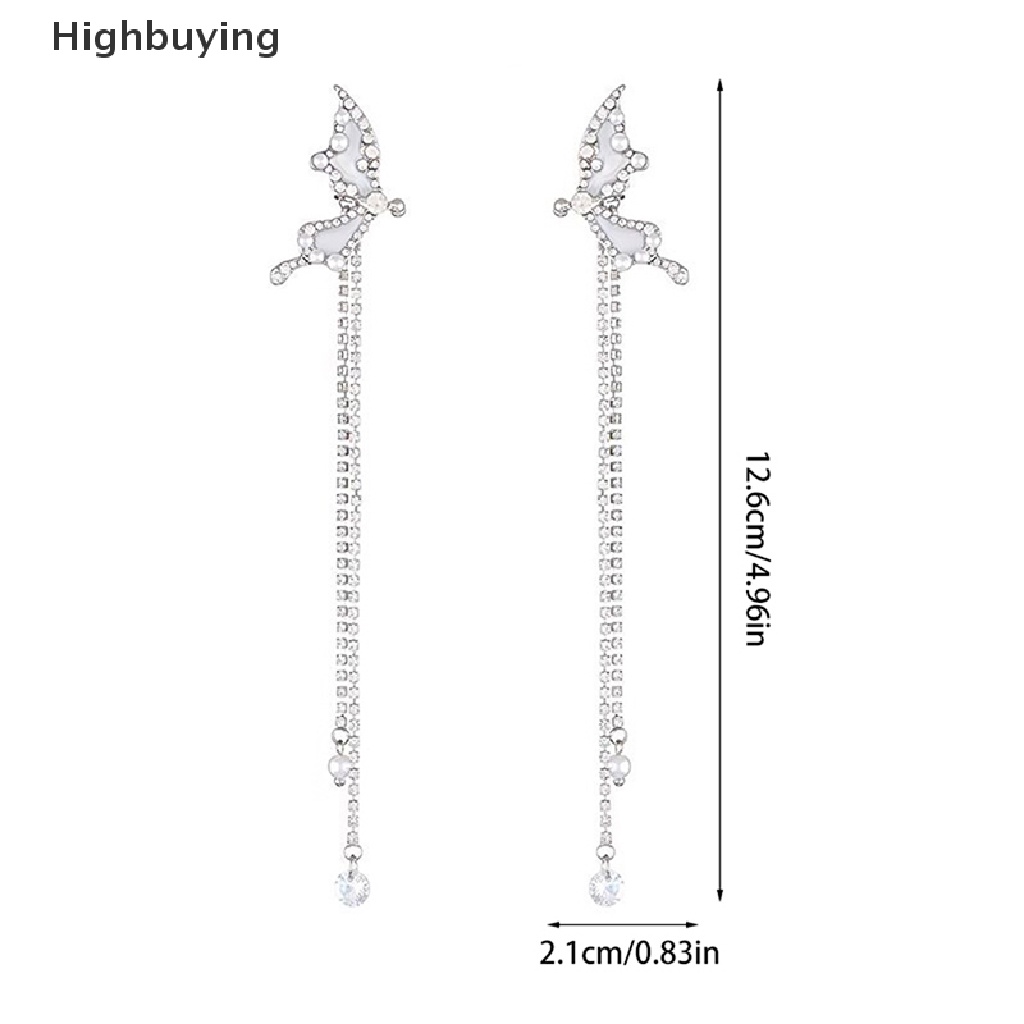 Hbid 1Pair Fashion Butterfly Wings Clip Earrings Metal Butterfly Tassel Ear Cuff Non Earrings Trendy Punk Design Female Long Ear Clip Jewelry Glory