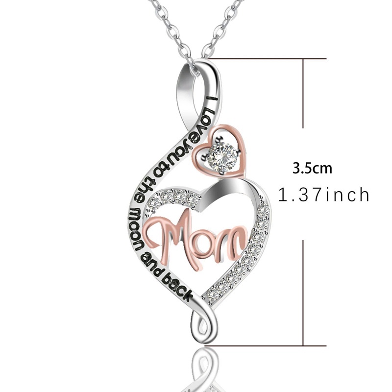 Perhiasan Mewah Hati Ibu Cinta Ganda Ibu Kalung Untuk Wanita Zirkon Huruf Inisial Liontin Rantai Kalung Hadiah Hari Ibu