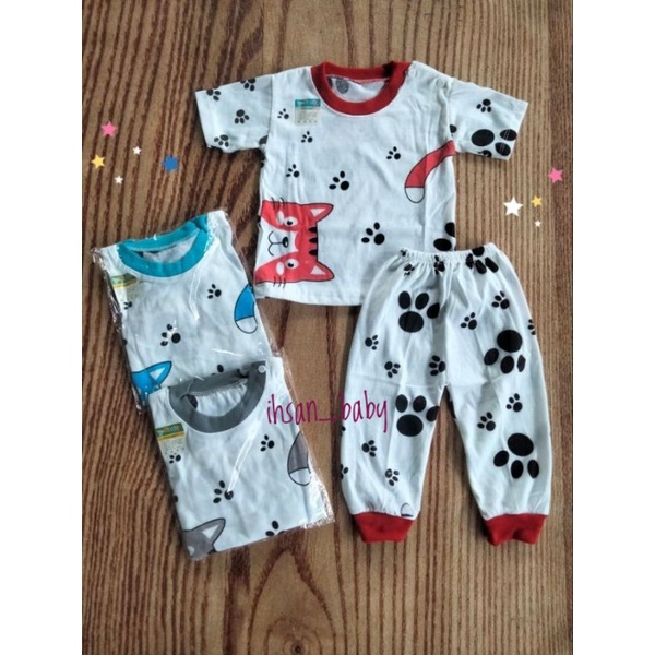 setelan bayi lengan pendek nadilla baby cat 6-18 bulan