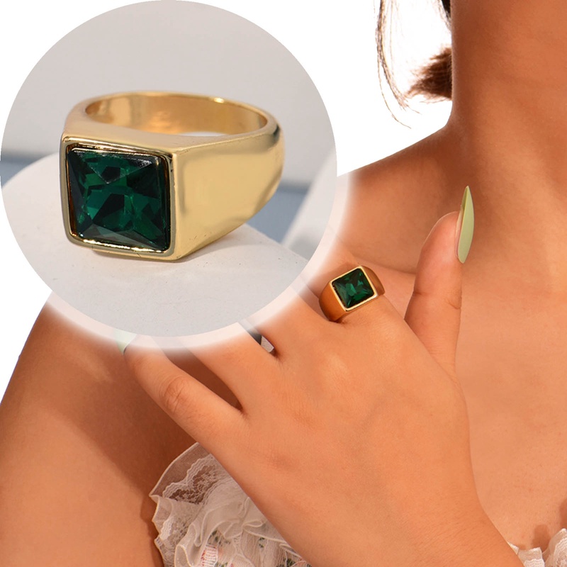 Hilang Lady Mode Baru Zirkon Persegi Wanita Cincin Dengan Paragraf Yang Sama Hadiah Ulang Tahun Paduan Cincin Perhiasan