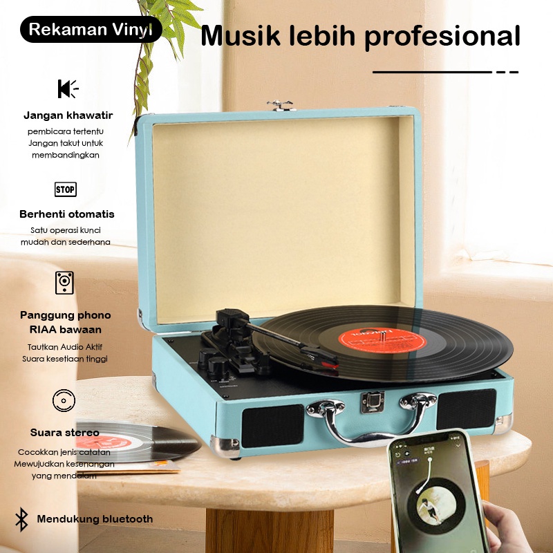 Player Music Turntable With Bluetooth USB/Pemutar Piringan Hitam Vinyl Record