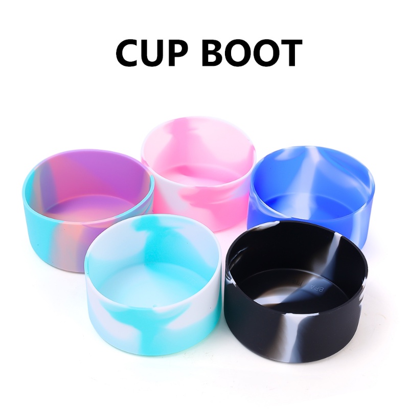 Non-slip Mat Coaster Anti-Slip Bottom Sleeves Cover Water Bottle Cup Lid Untuk Outdoor Camping Hiking Slip-proof Boots Sleeves Tumbler Boot Botol Lengan Silikon Base Cup