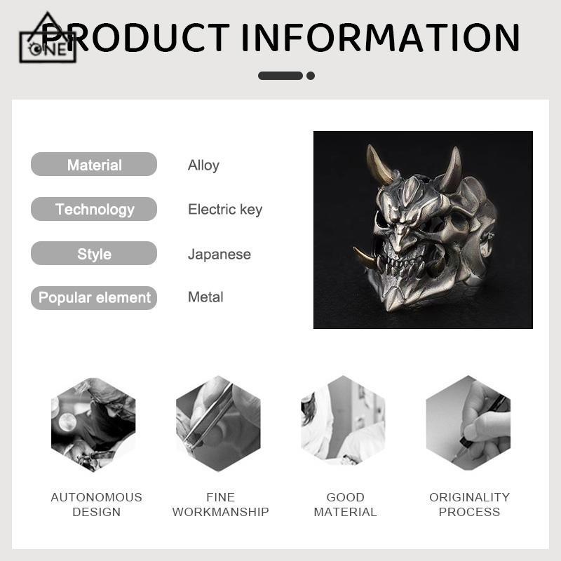 COD❤️Cincin Topeng Paduan  Pembukaan Tengkorak Dapat Disesuaikan  Elektroplating  Cincin Dua Warna-A.one