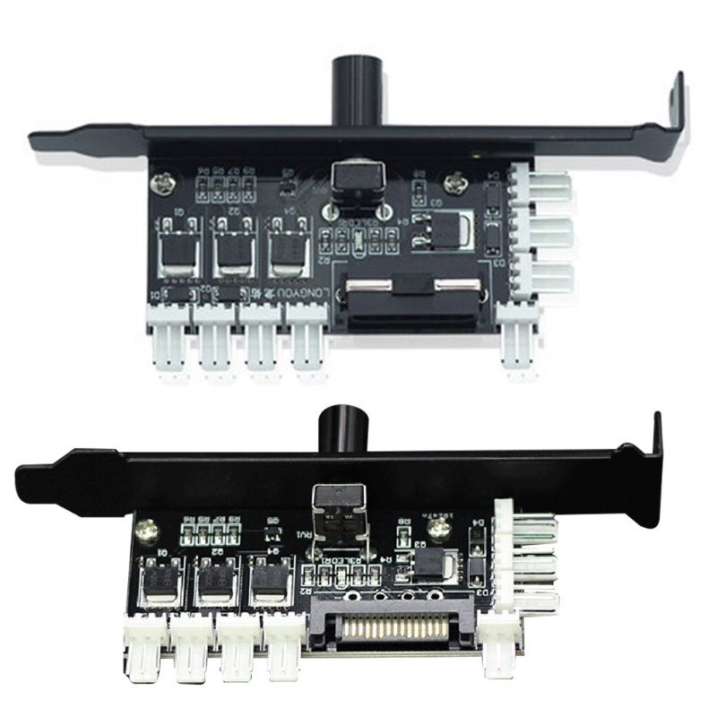 Btsg Kontroler Kecepatan Kipas Sasis Komputer PCI Bit 8arah Cooling Fan Speed Controller Bisa Dimatikan Aluminium 4Pin/SAT