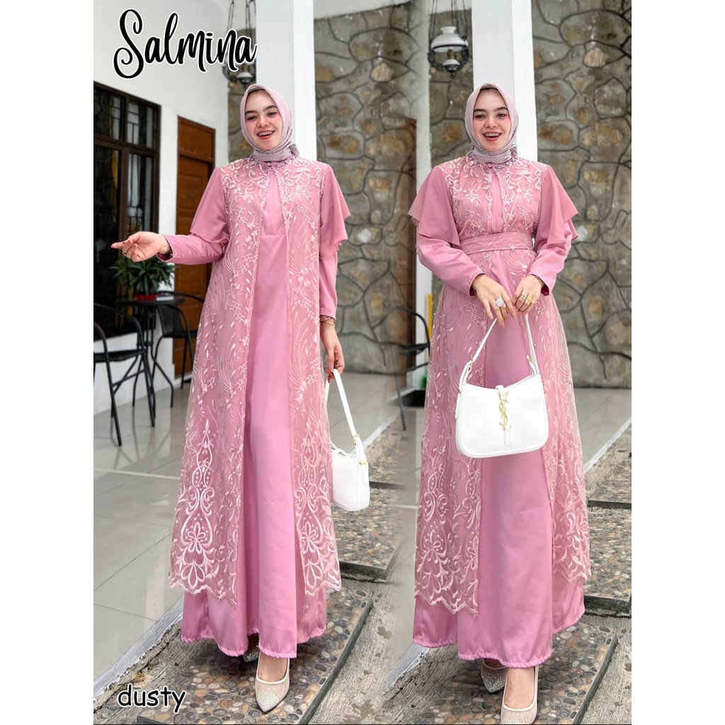 GAMIS PESTA KONDANGAN TULLE BORDIR SALMINA DRESS MEWAH MURAH