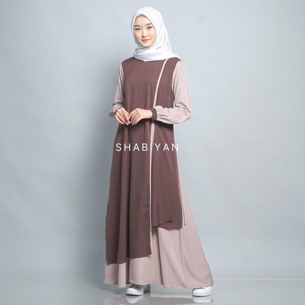 VIRAL SHABIYAN 435 Gamis Remaja Dewasa Kombinasi 2 Warna | Syakila