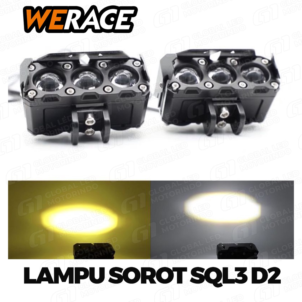 [WERACE] LAMPU TEMBAK LED FOGLAMP SQL 3 MATA 60WATT HIGH LOW LASER GUN PUTIH KUNING HARGA SATUAN