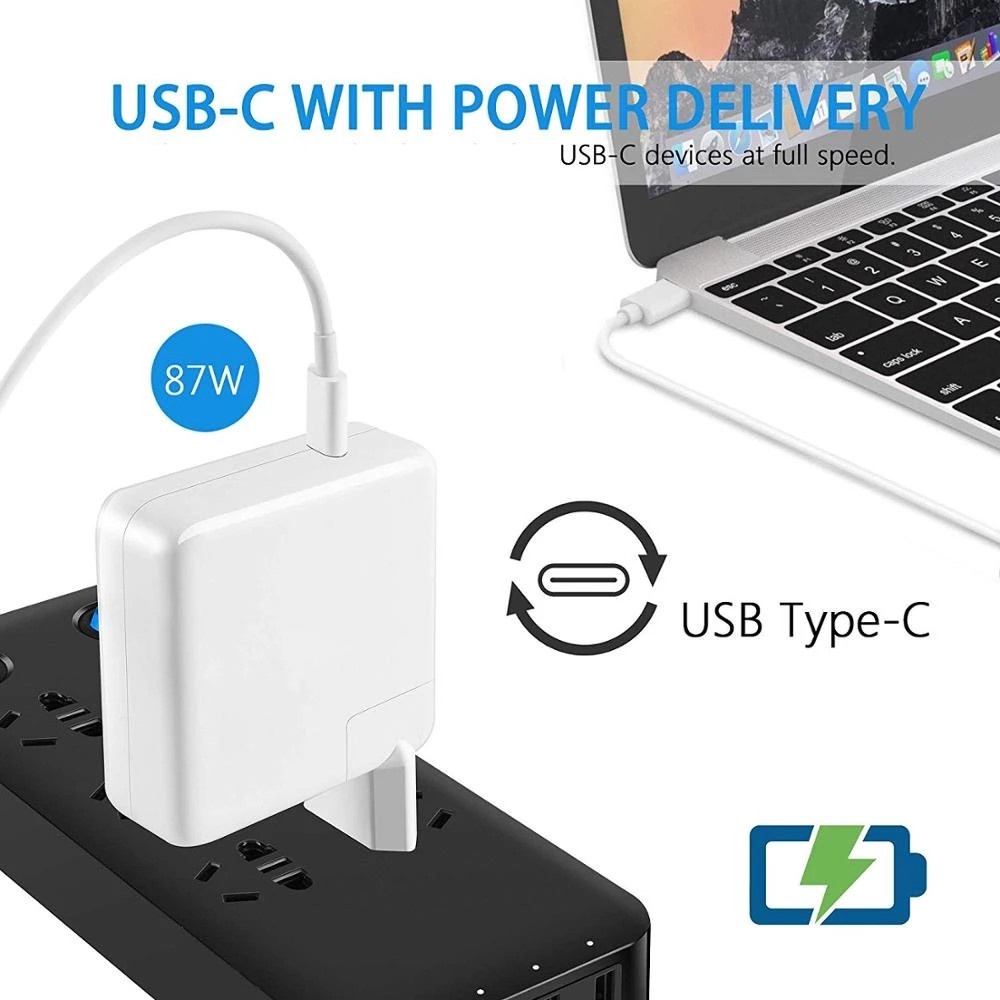 87w 96W PD USB-C Laptop Power Adapter Tipe-C Charger Cepat Untuk Telepon Plug EU US UK