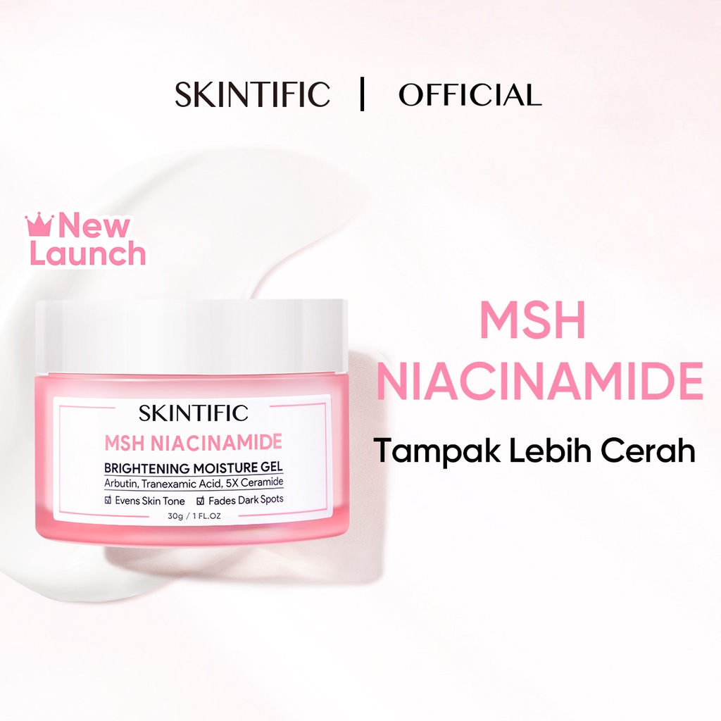 SKINTIFIC 3pcs Glowing Paket with MSH niacinamide - 5X Ceramide Barrier Repair Moisture Gel Krim Wajah Facial Cream &amp; 5X Ceramide Skin Barrier Repair Serum &amp;  Serum Niacinamide 10% &amp; Anti Acne Serum &amp; SymWhite 377 Dark Spot Serum Skin Whitening Wajah Ori