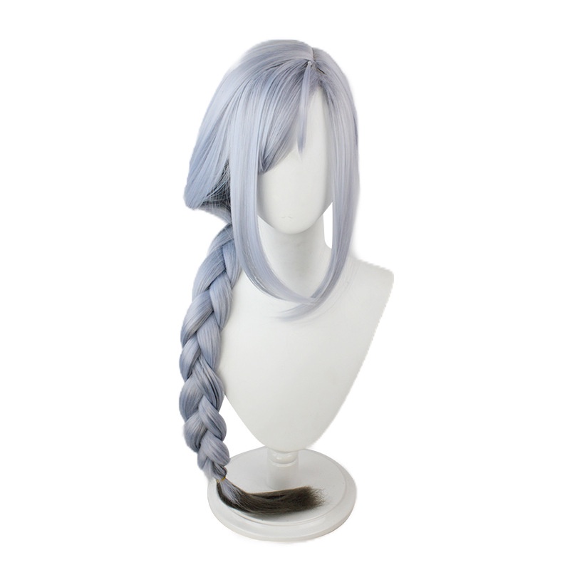 Genshin Karakter Shin Crane cos Wig Lonely Chen Huai Bold Twist Braid Dyed Light Blue Gradient Medium Long Hair Headgear