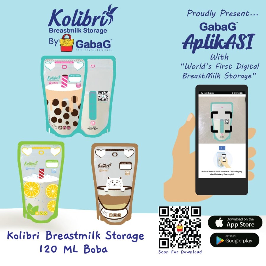 Gabag Kolibri Smart Series Breast Milk Storage 120ml Kantong ASI Thermal - BOBA