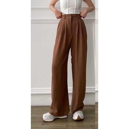 Loose Pants Celana Kantor Wanita/Celana Kulot Formal Wanita Katun Polyester Ypd.id-GOLDEN BROWN