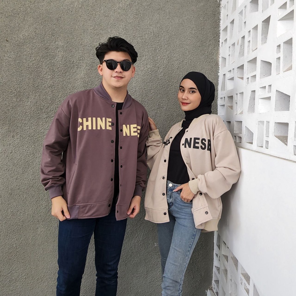 Jaket Couple Pasangan CHINESEL OVERSIZE SWEATER | Baju Couple Pacar | Jacket Sweater Pria Wanita Kap