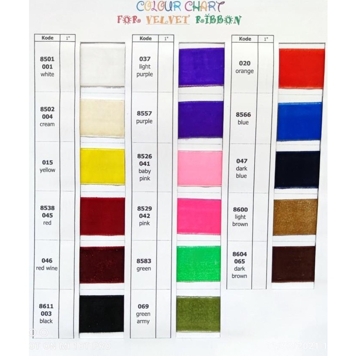 

Pita Beludru Bludru | Velvet Ribbon Size 1 Inch | 2,5 Cm By Rainbow