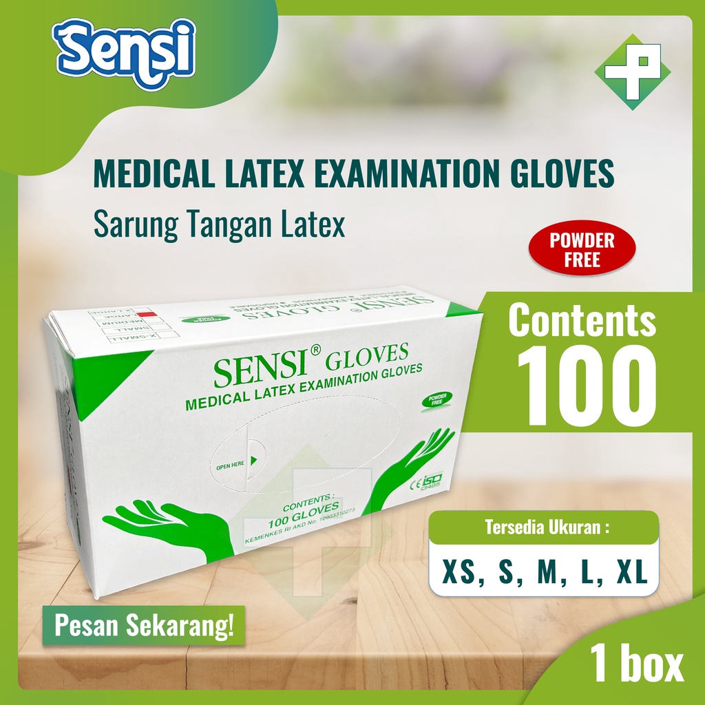 Sarung Tangan Sensi Latex Powder Free / Sensi Gloves Medical Latex Powder Free/ Handscoon Medis Sensi isi 100's